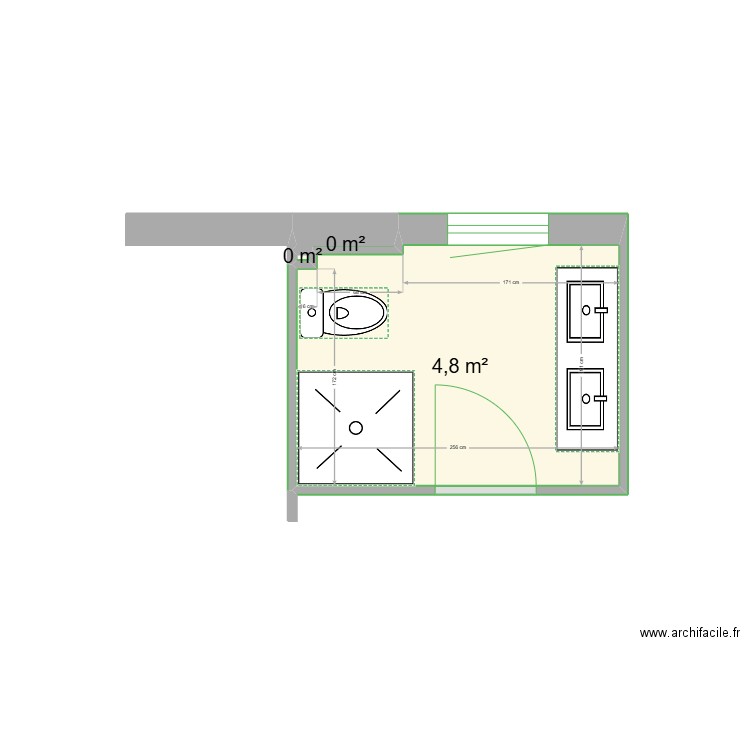 SALLE DE BAIN PEGGY. Plan de 3 pièces et 5 m2