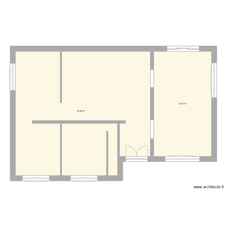 ALTROFF. Plan de 2 pièces et 134 m2