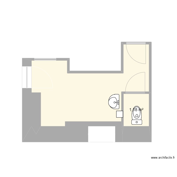 Buanderie. Plan de 2 pièces et 9 m2