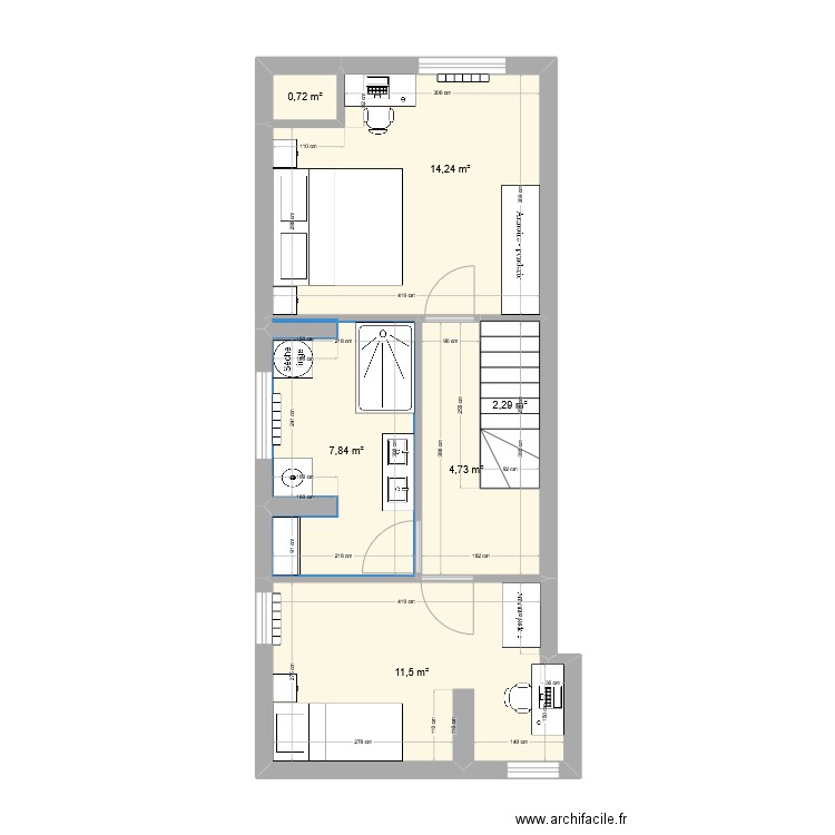 Hornu eta CH AR. Plan de 6 pièces et 41 m2