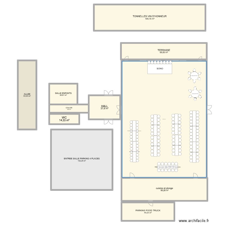 plan aménagement table. Plan de 11 pièces et 1243 m2