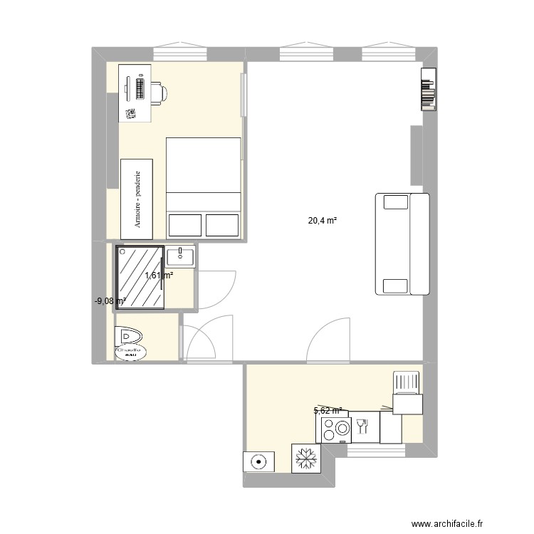 20 st michel 1. Plan de 4 pièces et 28 m2