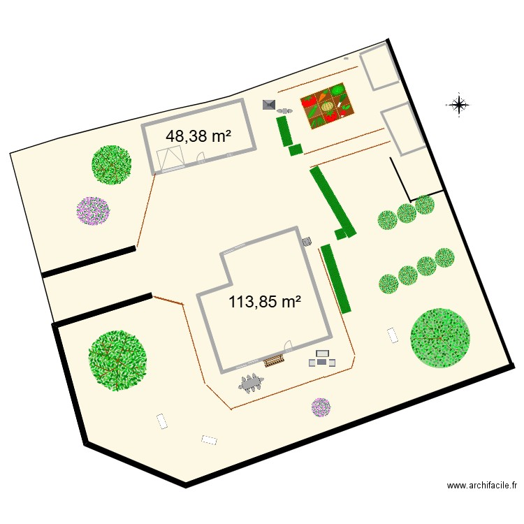 jadin. Plan de 2 pièces et 162 m2