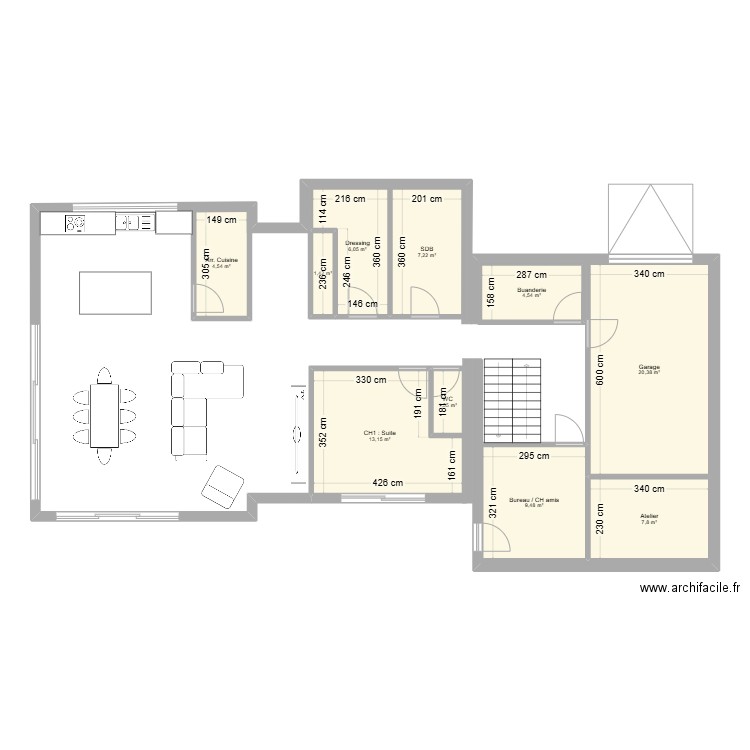 La cebo 1. Plan de 10 pièces et 76 m2