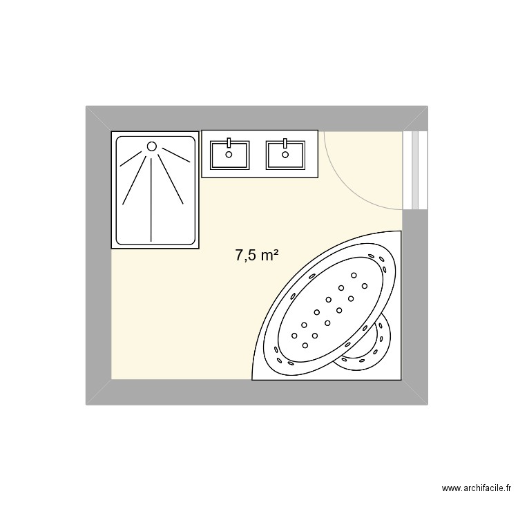 sdb . Plan de 1 pièce et 8 m2