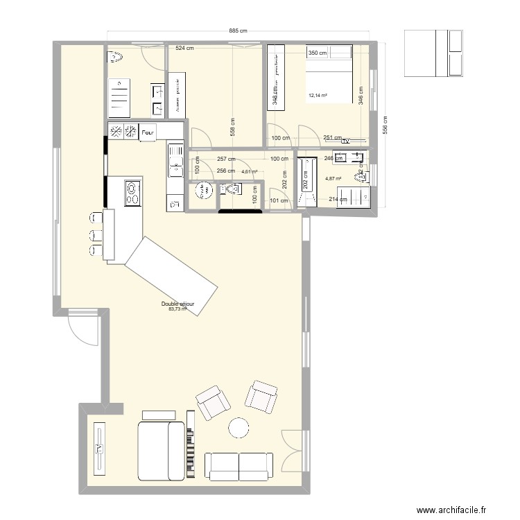 PROJET ANNEXE. Plan de 8 pièces et 123 m2