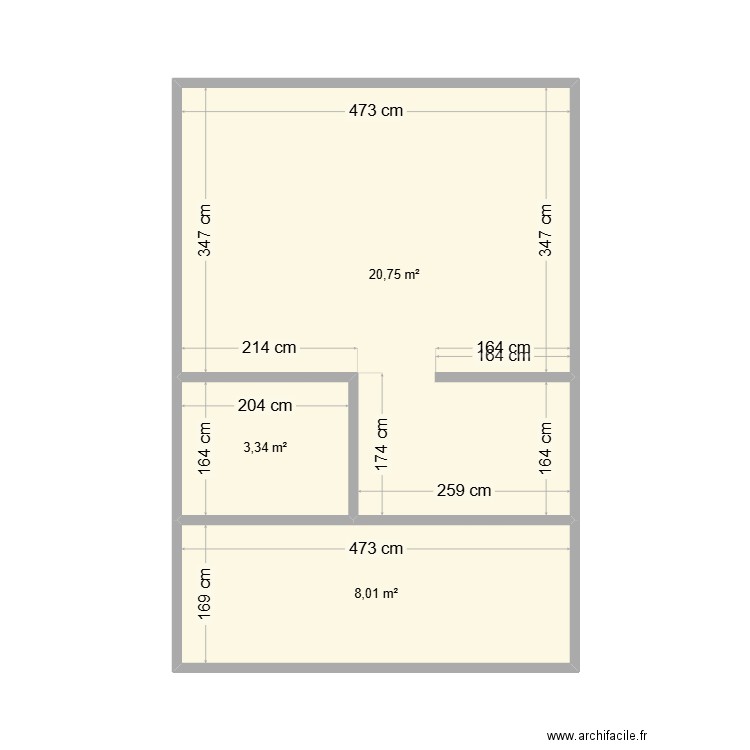 FAHRI. Plan de 3 pièces et 32 m2