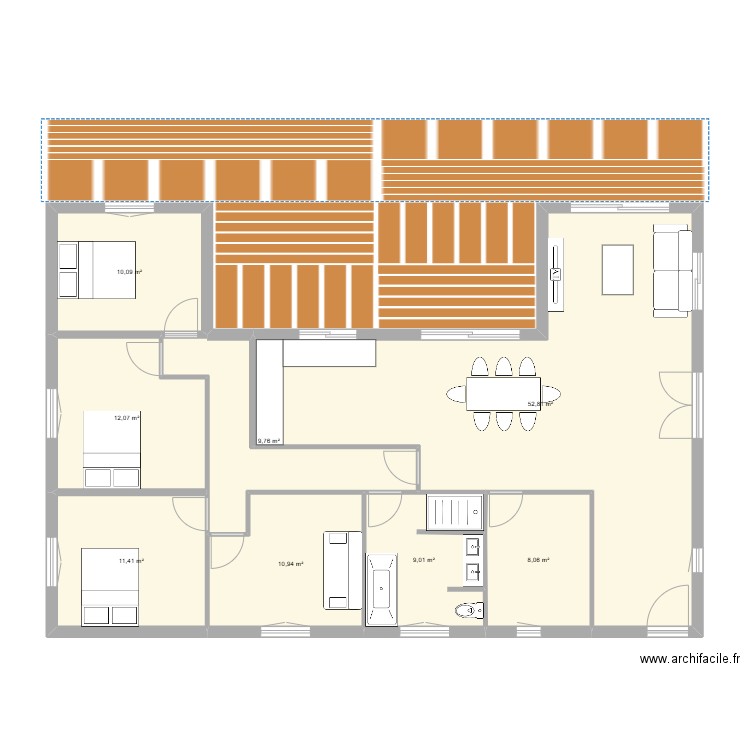 maiscap. Plan de 8 pièces et 124 m2