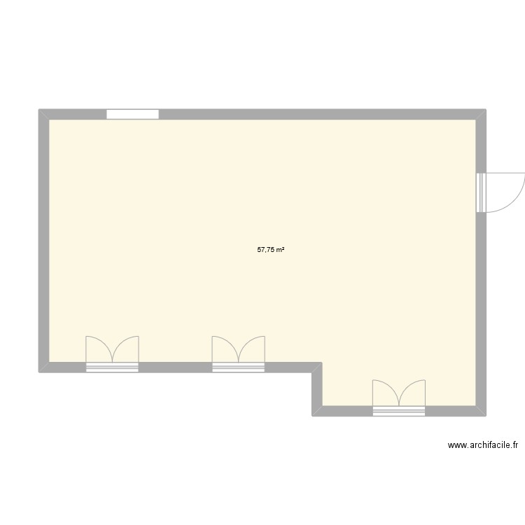 rez de chaussee. Plan de 1 pièce et 58 m2