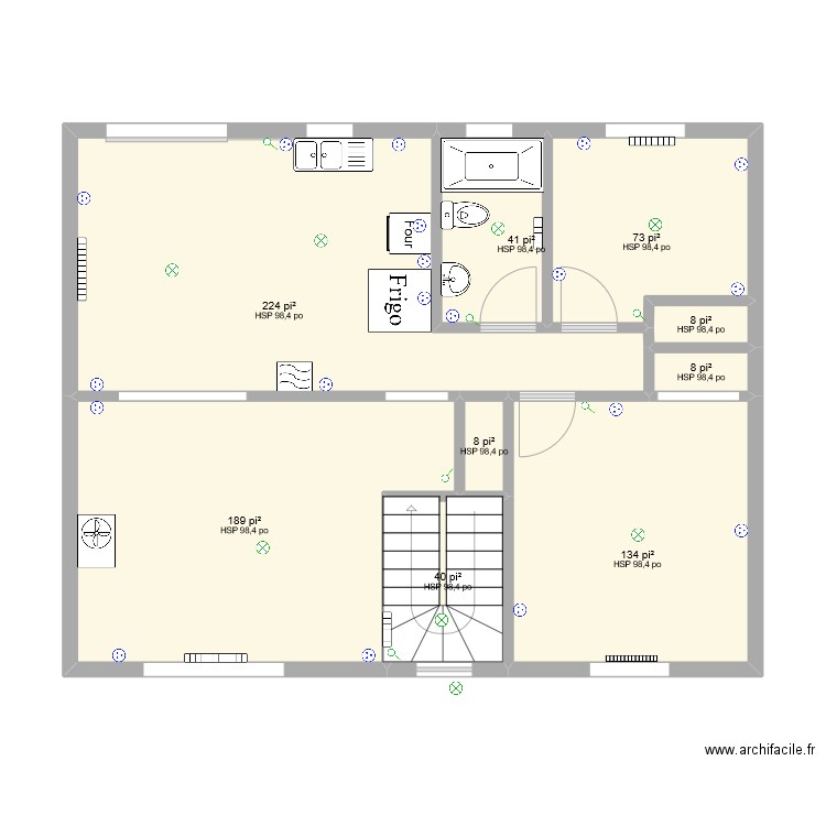 maison electrique. Plan de 9 pièces et 67 m2