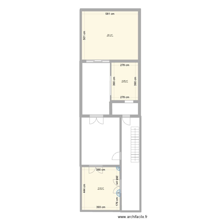 maison ecosse. Plan de 3 pièces et 57 m2