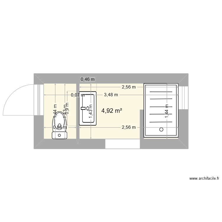 schema Guenon. Plan de 1 pièce et 5 m2