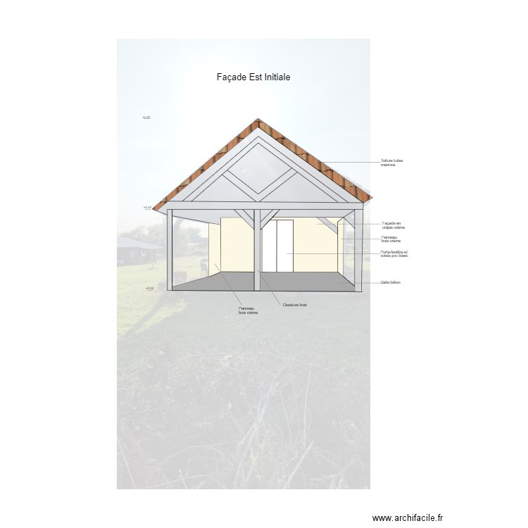 Facade Est Initiale. Plan de 0 pièce et 0 m2