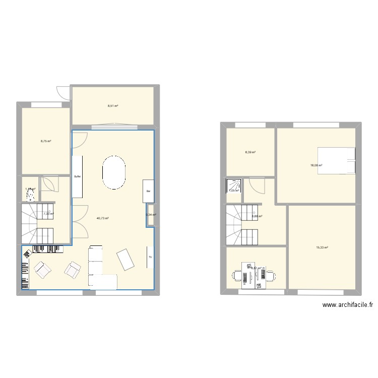 Maison. Plan de 11 pièces et 121 m2