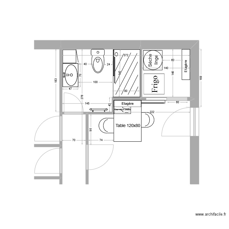 anne marie salle d'eau . Plan de 2 pièces et 6 m2