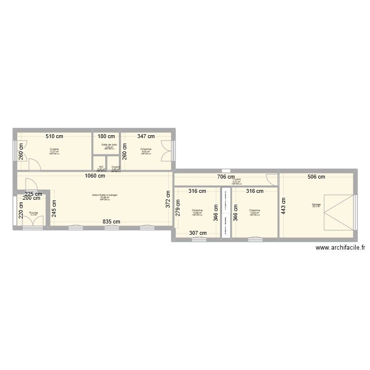 DESSAGNE (Maison Principale). Plan de 12 pièces et 118 m2