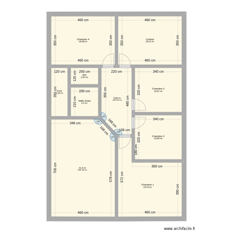 New Idea. Plan de 10 pièces et 126 m2