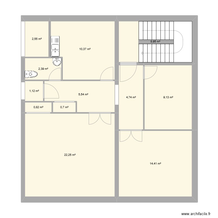 Etage 1 Le Fayet. Plan de 12 pièces et 83 m2