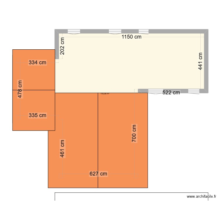 Plan Gui. Plan de 2 pièces et 158 m2