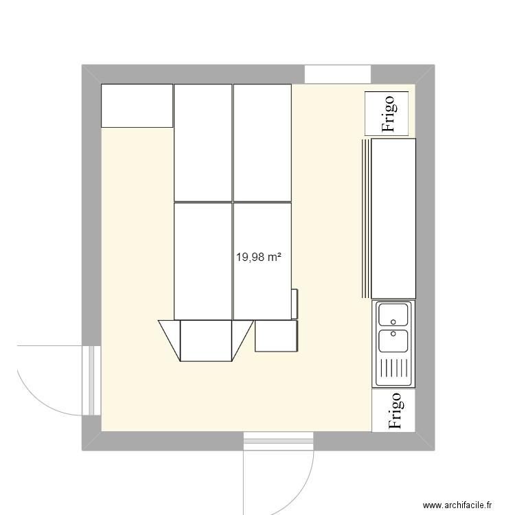 Bureau prévision. Plan de 1 pièce et 20 m2