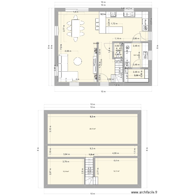 maison 3. Plan de 8 pièces et 130 m2