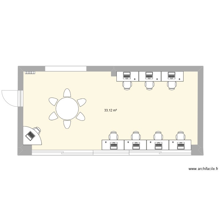 plan classe. Plan de 1 pièce et 33 m2