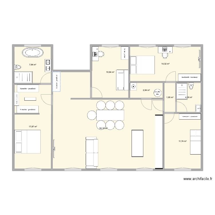 Aix. Plan de 9 pièces et 122 m2