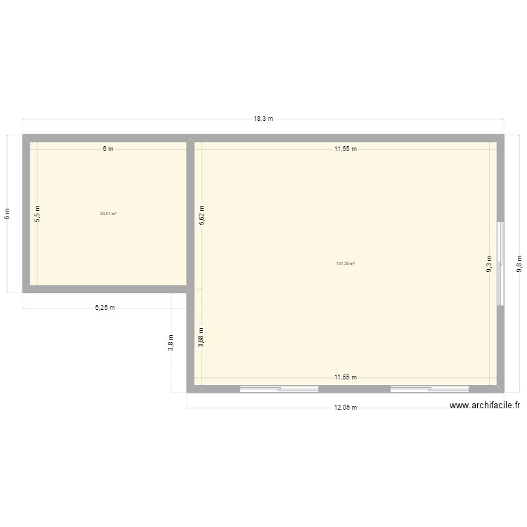 MAISON Vide sur terrain. Plan de 2 pièces et 140 m2