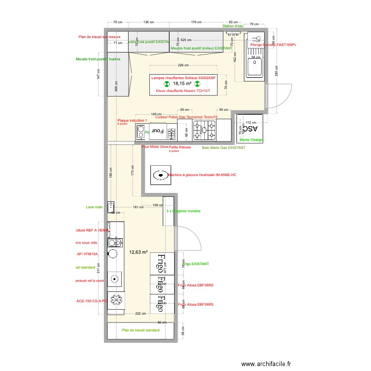 Cuisine Alf Basile Elec. Plan de 2 pièces et 31 m2