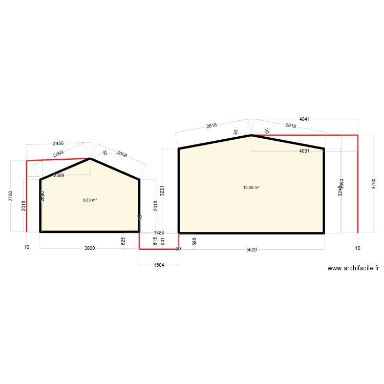 garage. Plan de 2 pièces et 27 m2