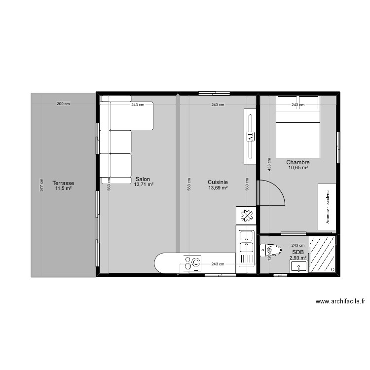 Dany projet . Plan de 5 pièces et 52 m2