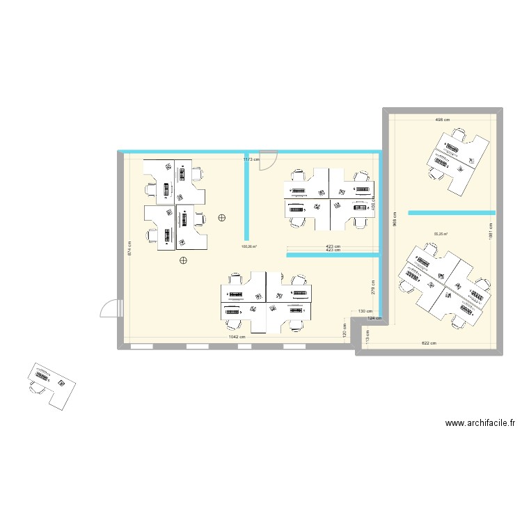 SAAD open space  V4 bis. Plan de 2 pièces et 156 m2