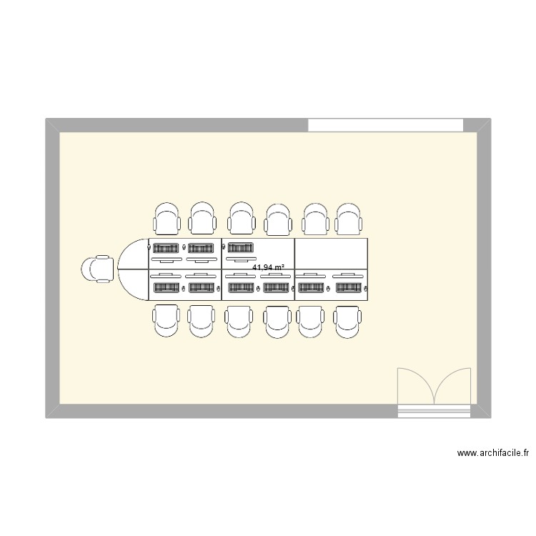 Salle informatique. Plan de 1 pièce et 42 m2