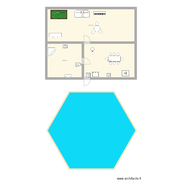 maisons. Plan de 3 pièces et 92 m2