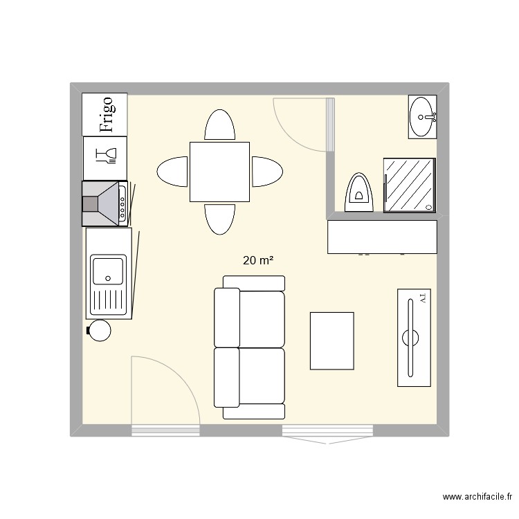 Abri de Jardin. Plan de 1 pièce et 20 m2