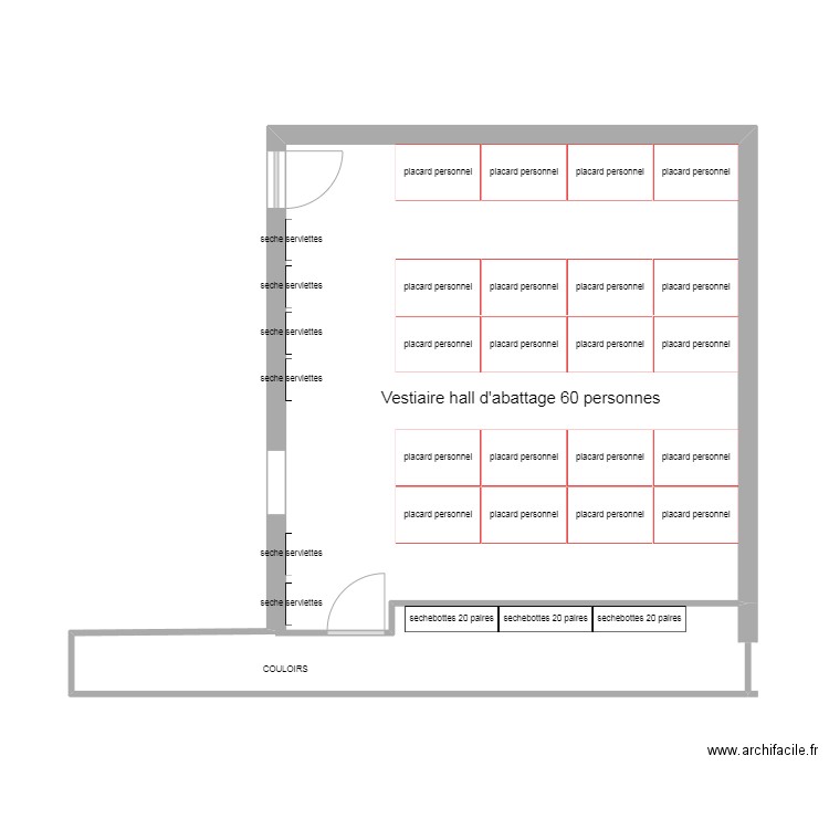 vestiaie hall d'abattage. Plan de 0 pièce et 0 m2