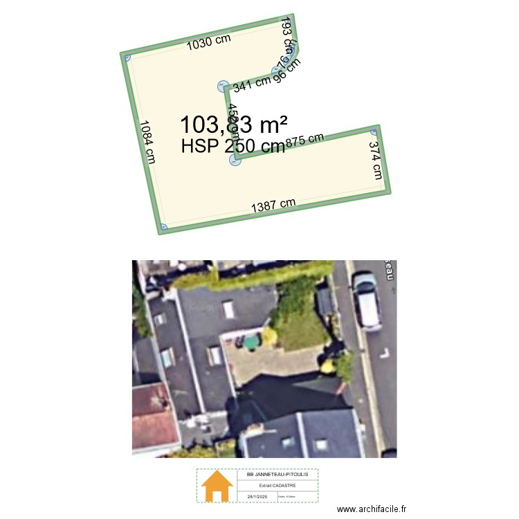 EXTRAIT CADASTRE - PLAN MASSE. Plan de 1 pièce et 104 m2