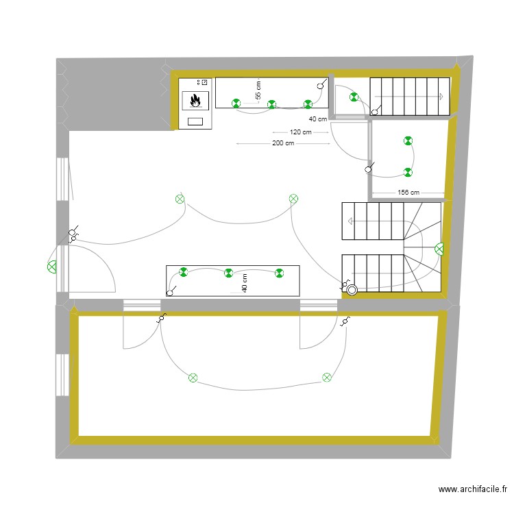 SCHMITT - RDCH  éclairage. Plan de 12 pièces et 123 m2