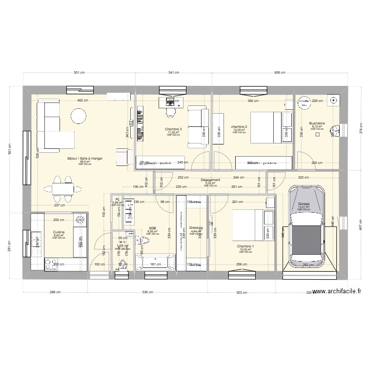 Sonia 4. Plan de 12 pièces et 105 m2