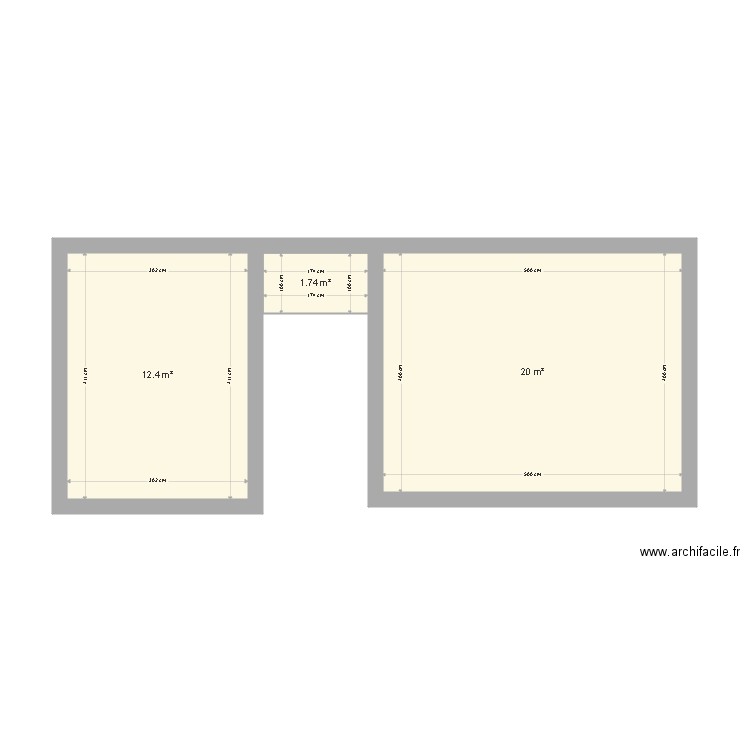 etage. Plan de 3 pièces et 34 m2