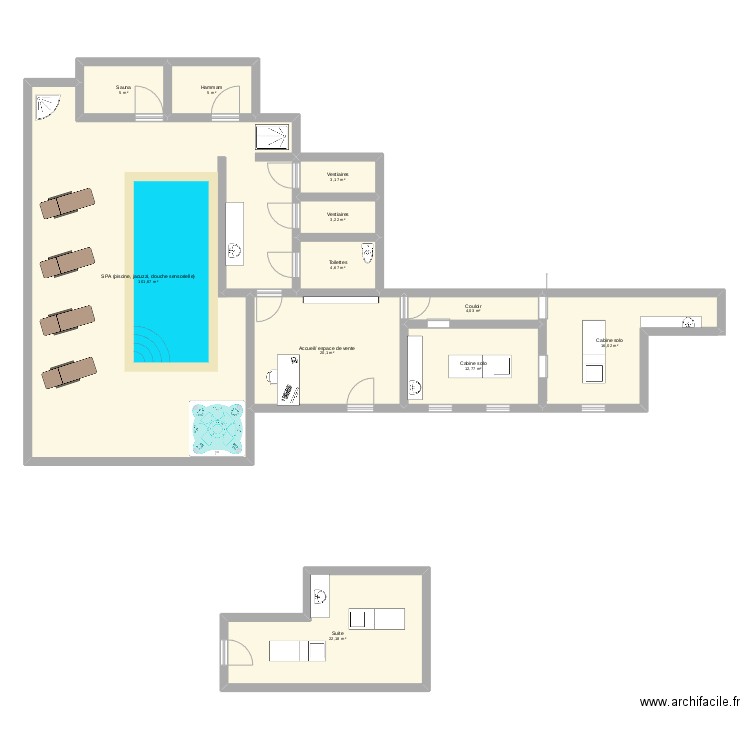 SPA. Plan de 11 pièces et 198 m2