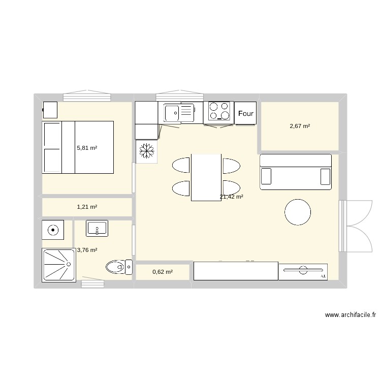 plan 1. Plan de 6 pièces et 36 m2