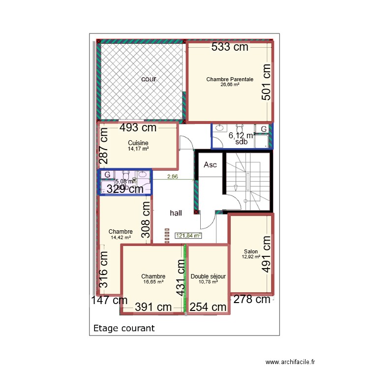 APPT ALMAZ. Plan de 8 pièces et 107 m2