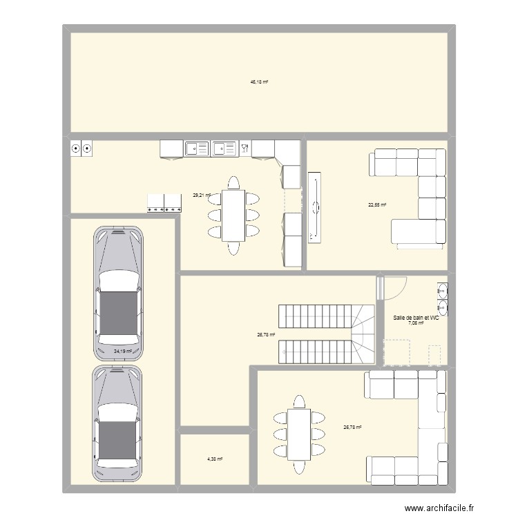 maison 3. Plan de 8 pièces et 197 m2