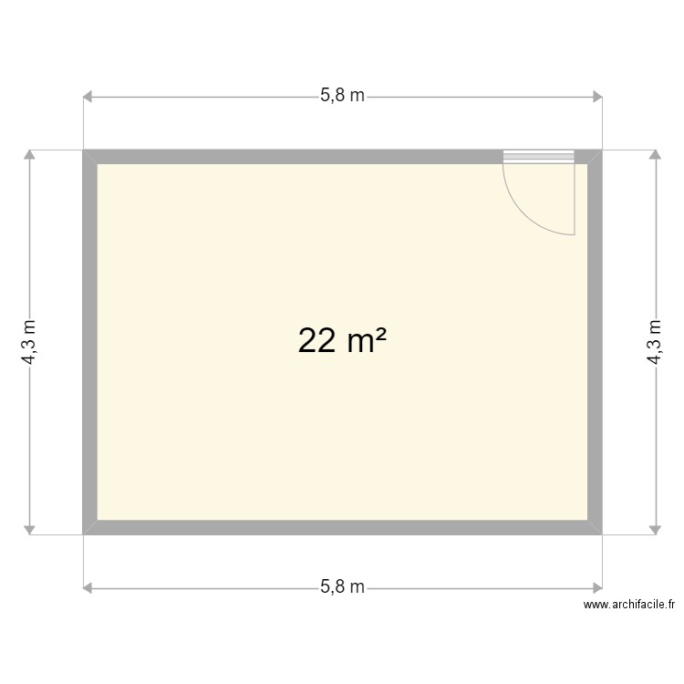 Plan. Plan de 1 pièce et 22 m2