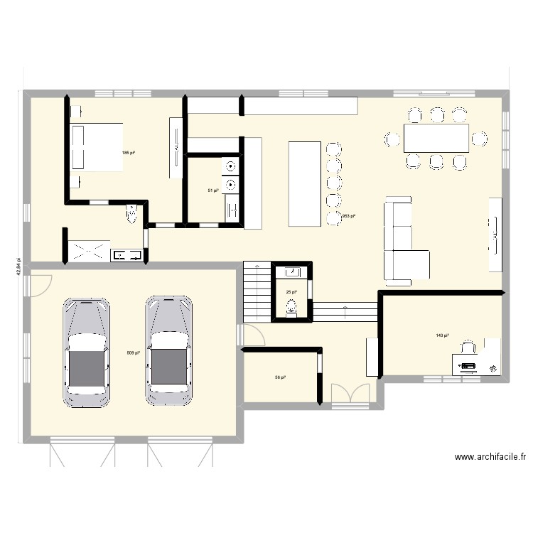 Hugues1. Plan de 8 pièces et 196 m2