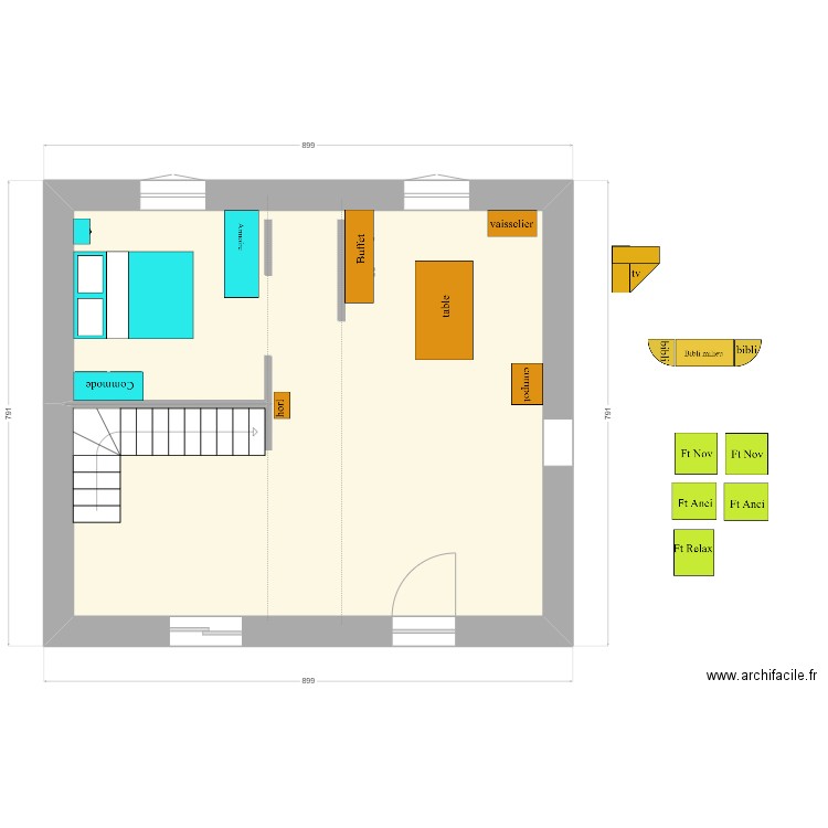 en face essai 1. Plan de 1 pièce et 55 m2