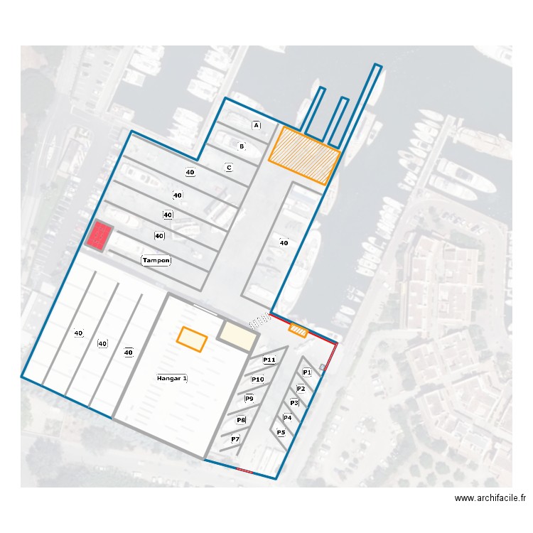 suppression hangar 2. Plan de 6 pièces et 9 m2