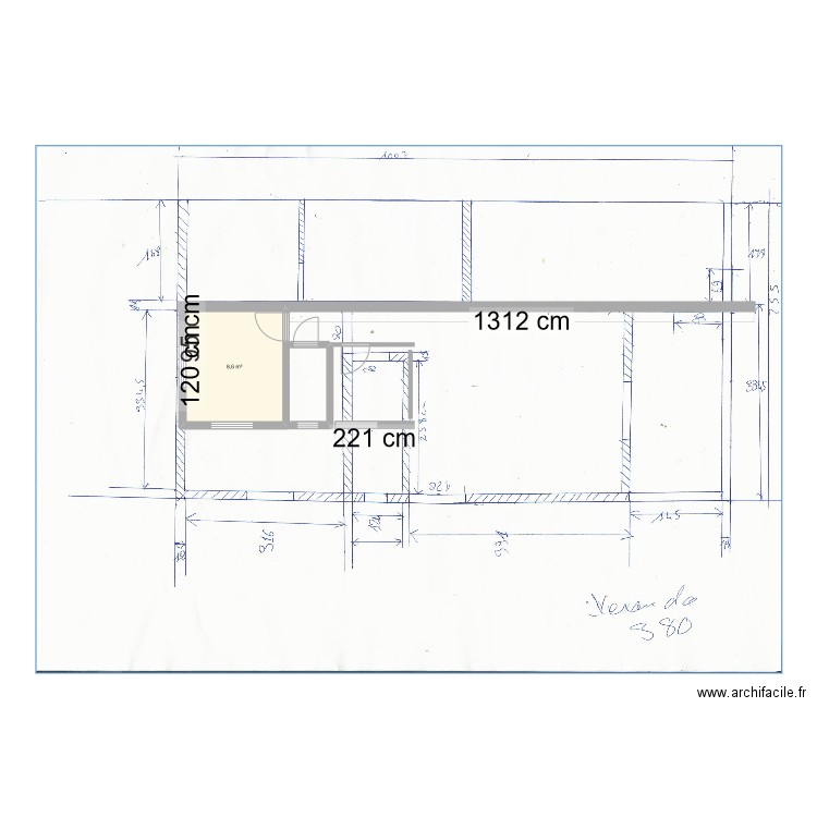 fred. Plan de 1 pièce et 9 m2