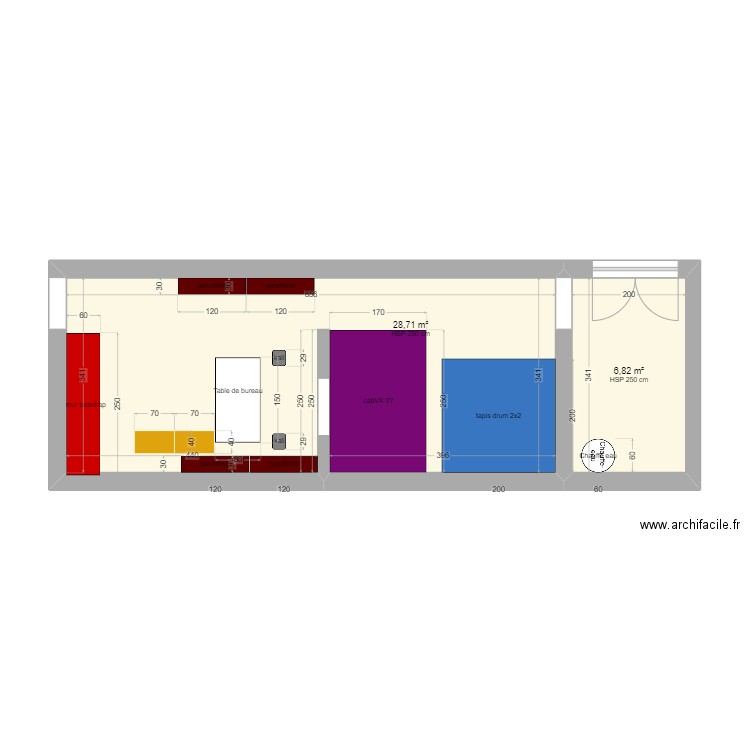 Studio 3. Plan de 2 pièces et 36 m2